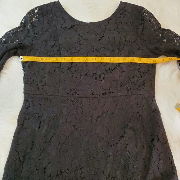 $118 Sharagano Large Black Lace Elbow Sleeve Sheath Dress NWT - Picture 6 of 9